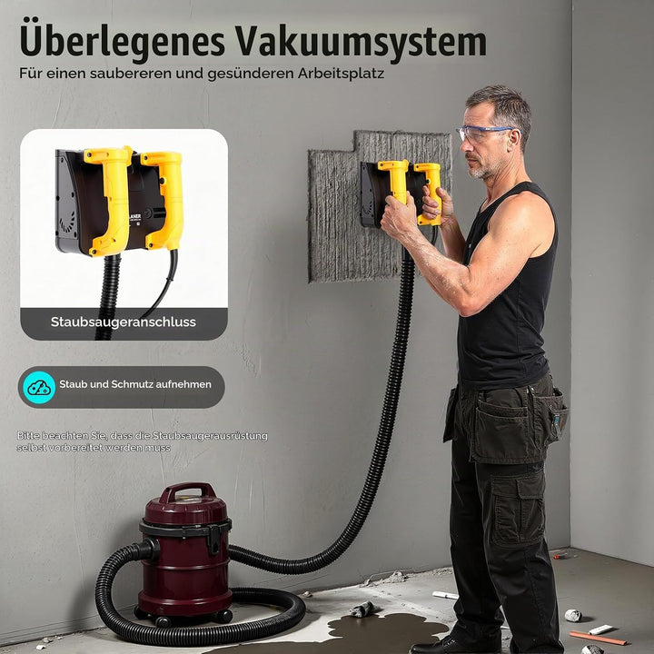 Betonfräse, Sanierungsfräse Elektrische, 220V│1200W│1000-4000r/min, Betonschleifer mit Vakuumsystem,