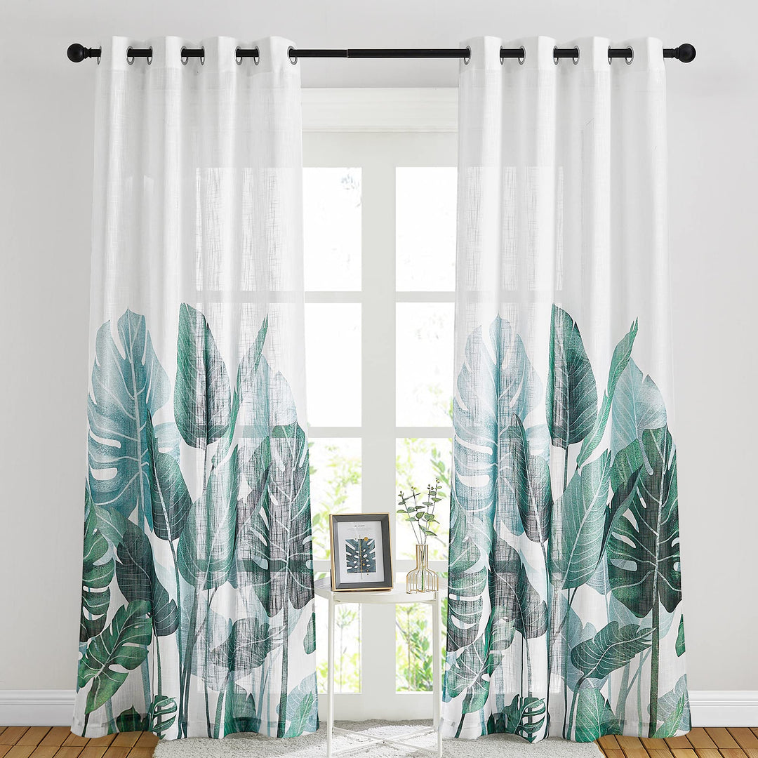 PONY DANCE Wohnzimmer Gardinen Modern 2er Set H 240 x B 132 cm Voile Gardinen Weiss Leinenopik Vorha