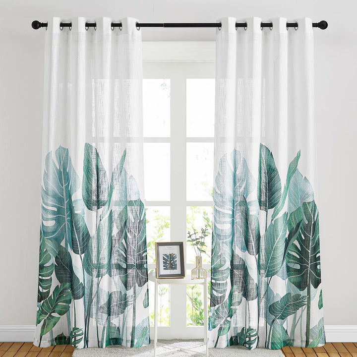 PONY DANCE Wohnzimmer Gardinen Modern 2er Set H 240 x B 132 cm Voile Gardinen Weiss Leinenopik Vorha