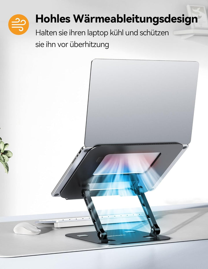 TECKNET Laptop Ständer Höhenverstellbar und Drehbar, Ergonomische Laptop Halterung Schreibtisch, Not