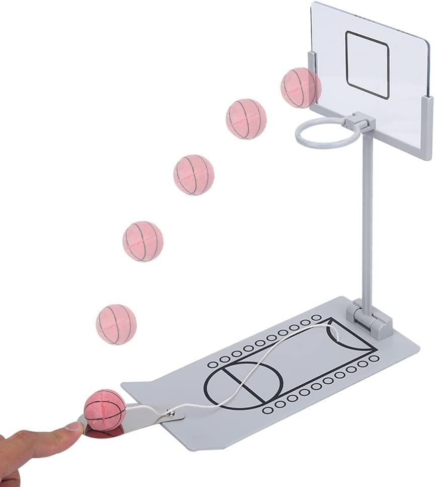 GOODS+GADGETS Mini Tisch Basketball aus Metall NBA Tischbasketball Fingerbasketball im Büro Basketba