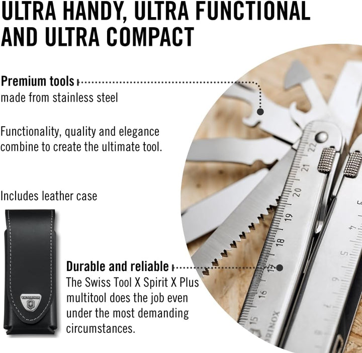 Victorinox Multifunktionstool, Swiss Tool X Plus, Taschen Werkzeug, 38 Funktionen, Kombi-Spitzzange,