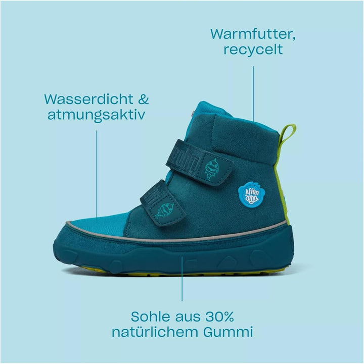 Affenzahn Winterstiefel Vegan Comfy warm gefüttert, wasserdicht mit Kletterverschlüssen, Grösse 21-3