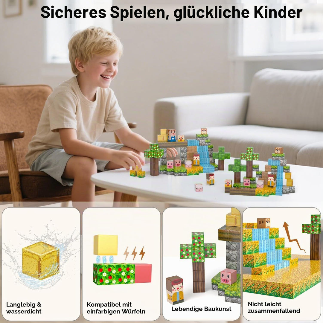 Magnetische Bausteine, Magnetbausteine 100PCS, Spielzeugsets für Kinder Jungen Mädchen, Magnetic Blo