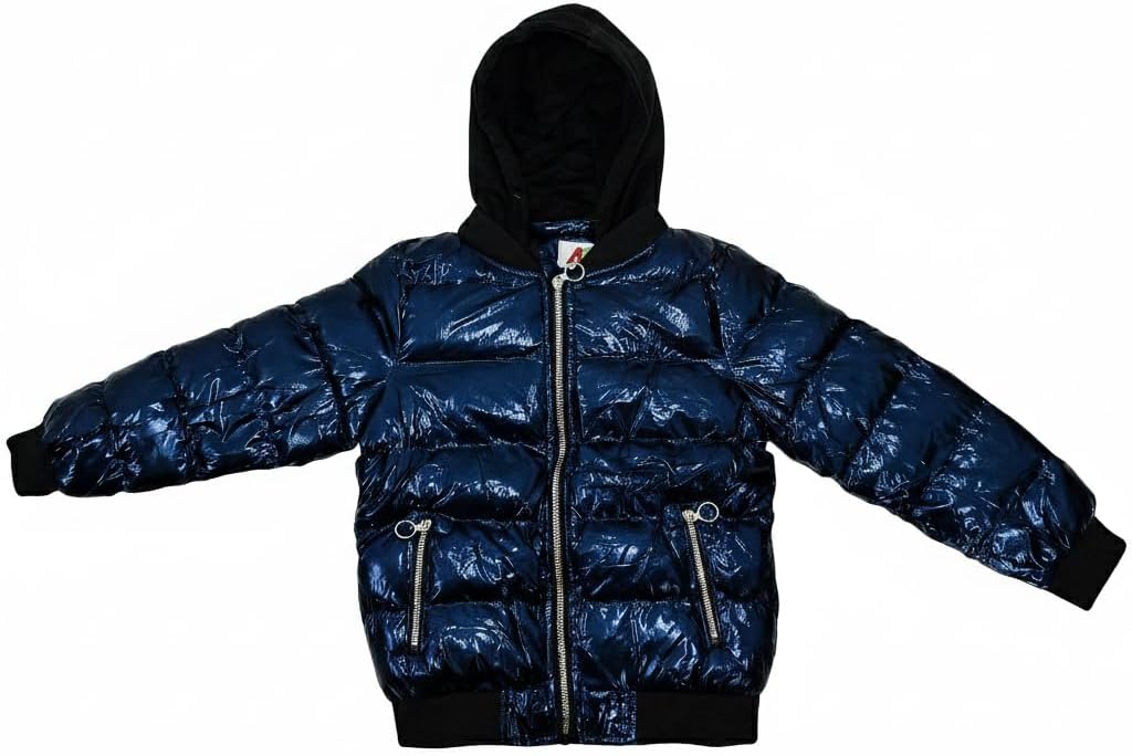 A2Z 4 Kids Mädchen Jungen Mode Shiny Gepolstert Jacke Metallisch Nasses Aussehen Bubble Mäntel Städt