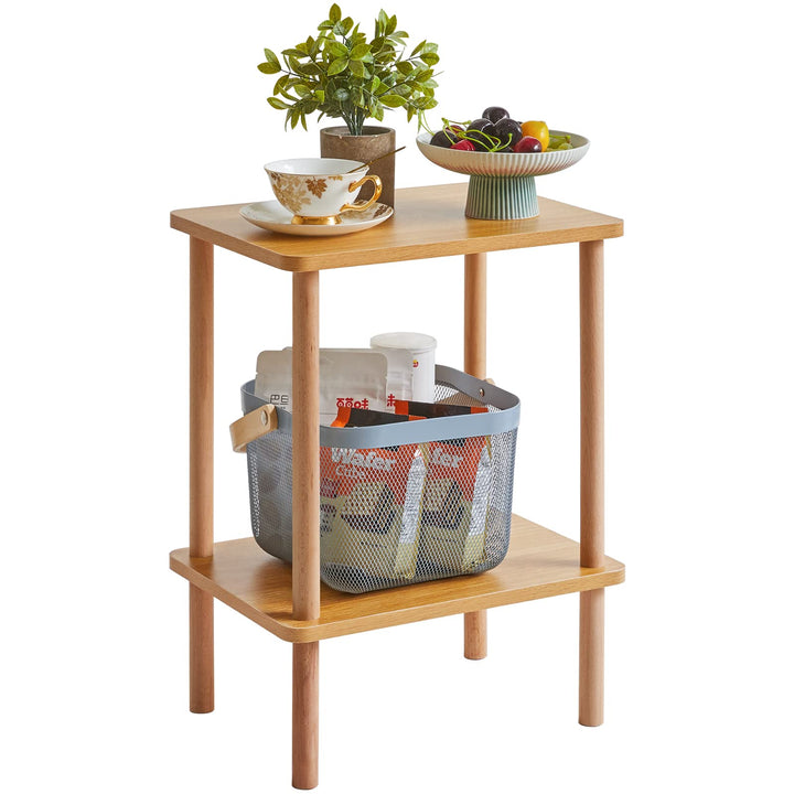 IBUYKE Holz Beistelltisch, Nachttische mit 2 Ebenen, 39x29x53cm, Couchtisch, Sofatisch, für Schlafzi