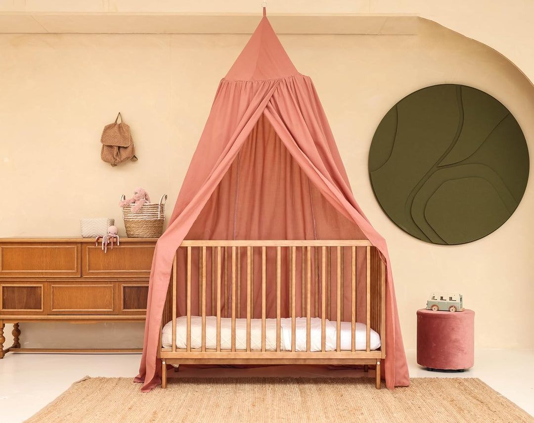 Rosa Baldachin für Kinderzimmer | Hängender Betthimmel für Babybett | Moskitonetz für Stubenwagen &