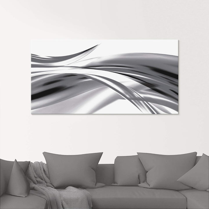 ARTland Glasbilder Wandbild Glas Bild einteilig 60x30 cm Querformat Abstrakte Kunst Welle Rauch Abst