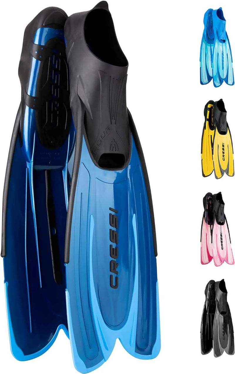 Cressi Agua Premium Flossen Self Adjusting zum Tauchen, Apnoe, Schnorcheln und Schwimmen Blau 37/38