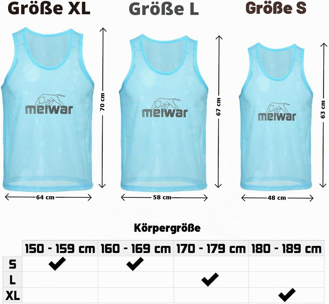 meiwar Leibchen - 10er Set Trainingsleibchen I Markierungshemd für Sport, Fussball, Handball in oran