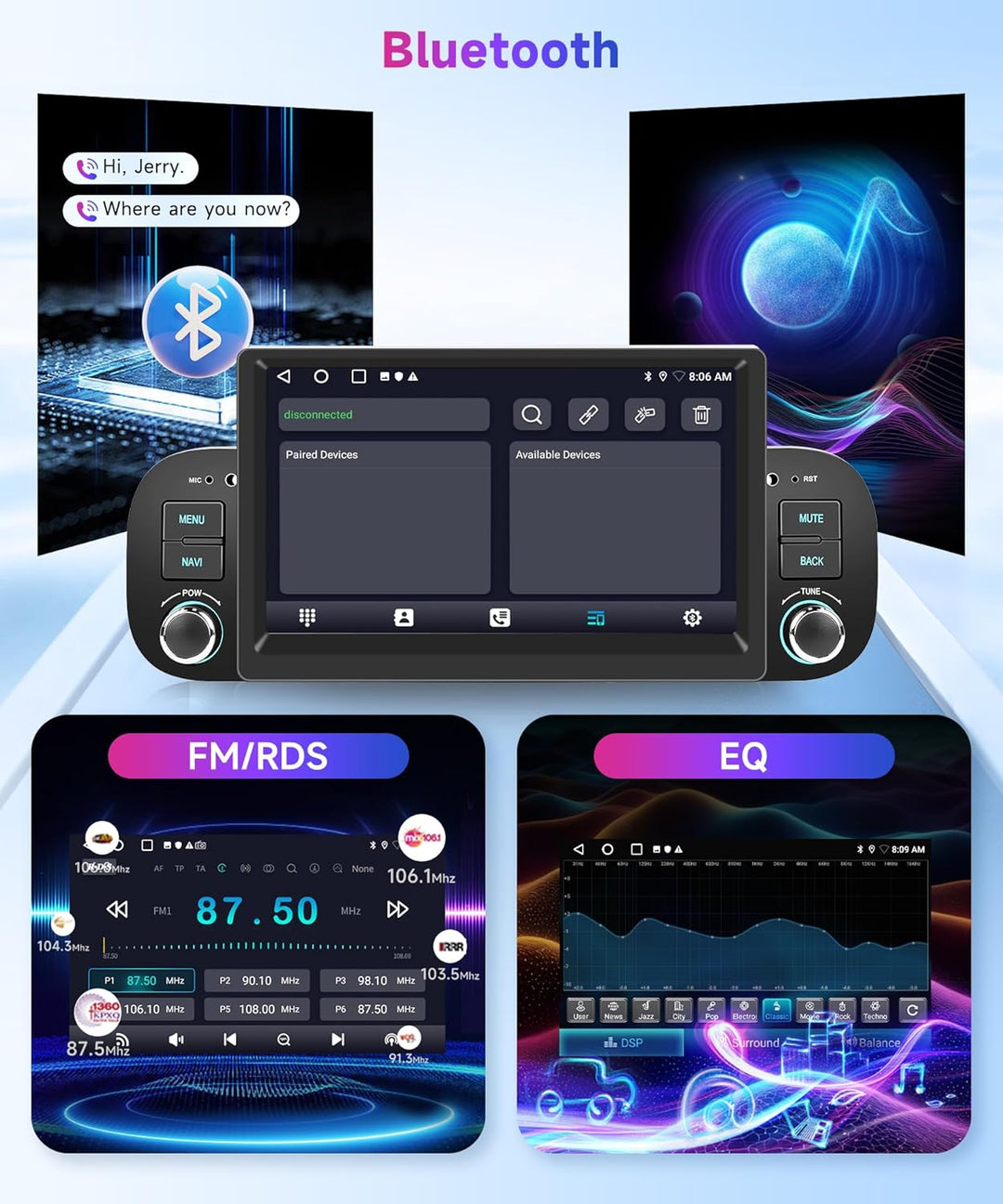 2G+64G Rimoody Android Autoradio für FIAT Panda 2013-2020 7 Zoll Touchscreen Stereo Auto mit Wireles