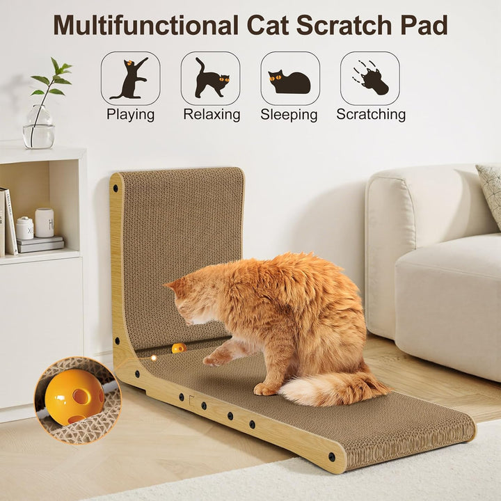 Gimars Hohe 47cm L förmige Kratzbrett Katze mit Ball, Vertikaler kratzpappe für Katzen, Langlebiges