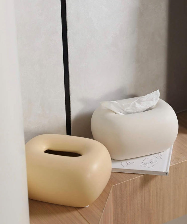 Keramik Kosmetiktücherbox Beige, dekorativer Taschentuchspender für Wohnzimmer, Badezimmer und Flur,