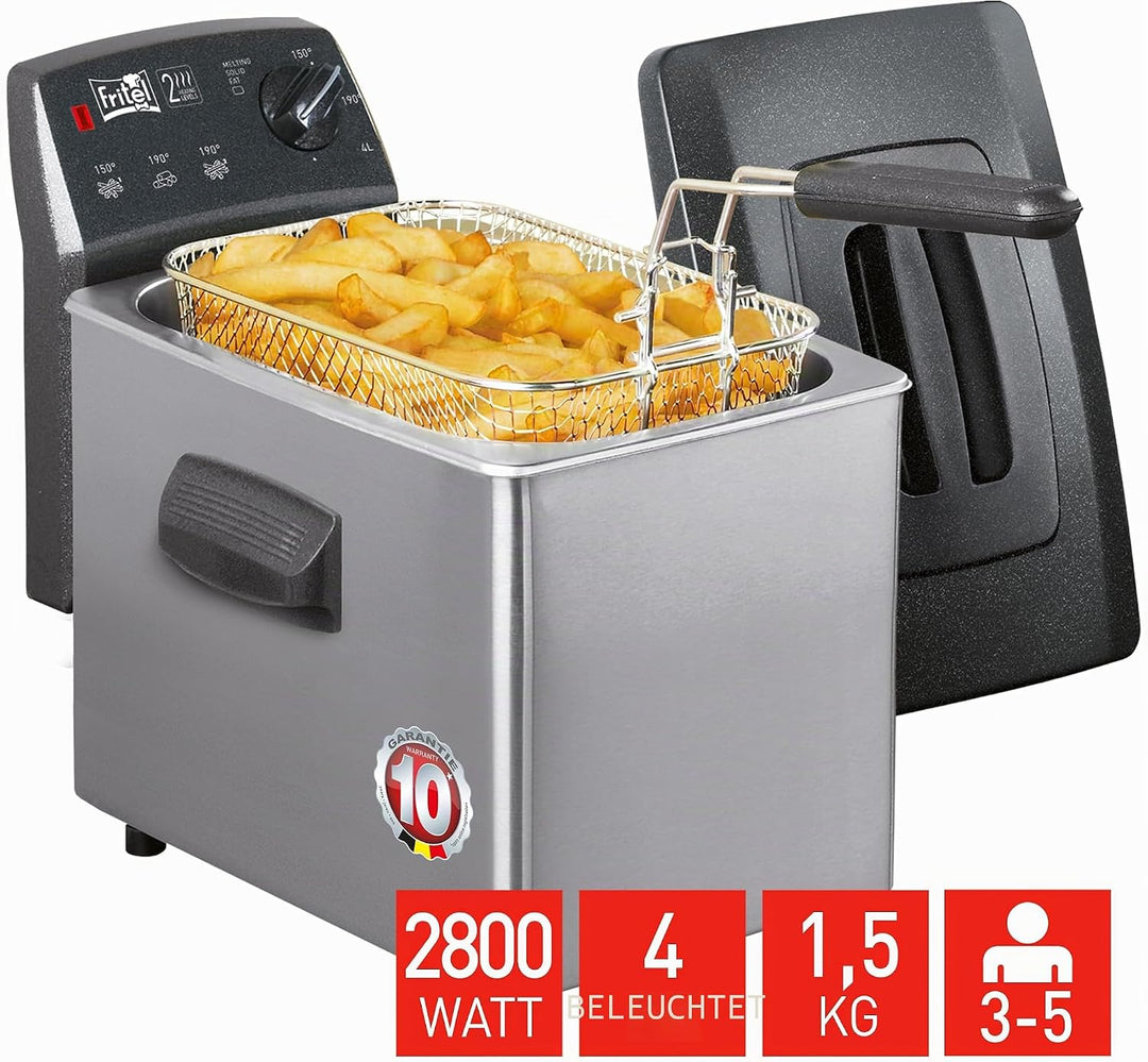 FRITEL Fritteuse Turbo SF 4350M - Doppelwiderstand - 4 Liter - mit Kunststoff-Staubdeckel - 2800W