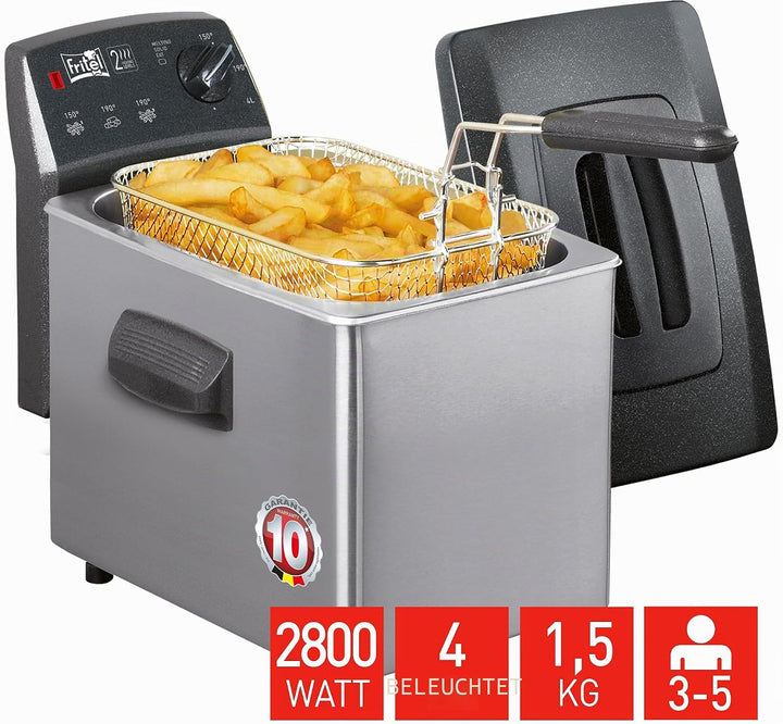 FRITEL Fritteuse Turbo SF 4350M - Doppelwiderstand - 4 Liter - mit Kunststoff-Staubdeckel - 2800W