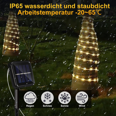 Yakimz Solar LED Lichtschlauch für Aussen, 10m 100 LEDs Lichterschlauch, IP65 LED Lichterkette, 8 Be