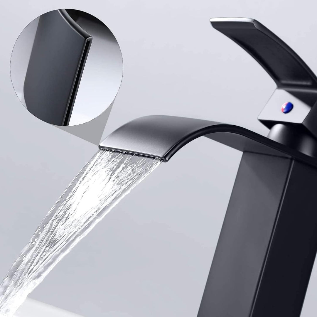 Auralum Wasserhahn schwarz Bad, Mischbatterie Waschbecken schwarz, Armatur Badezimmer schwarz mit Au
