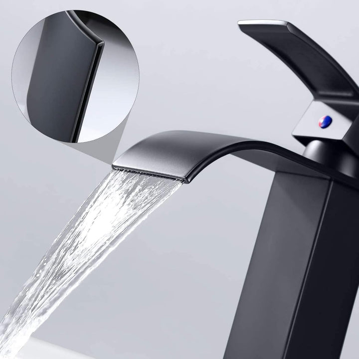 Auralum Wasserhahn schwarz Bad, Mischbatterie Waschbecken schwarz, Armatur Badezimmer schwarz mit Au
