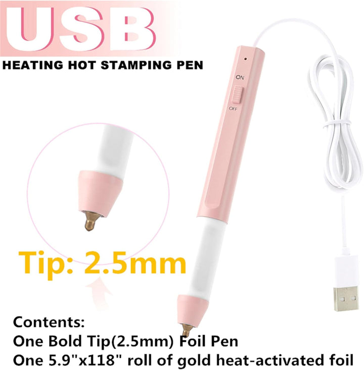 Briartw Heissfolienstift – Bastelstift-Werkzeug mit dicker Spitze 2,5 mm & goldener Glimmerfolien-Ro