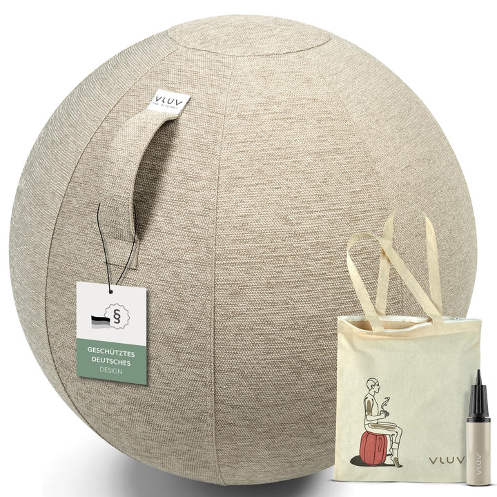 VLUV® BOL STOV Sitzball Büro Ergonomisch [Atmungsaktiv mit Tragegriff und Wegrollschutz] Waschbarer