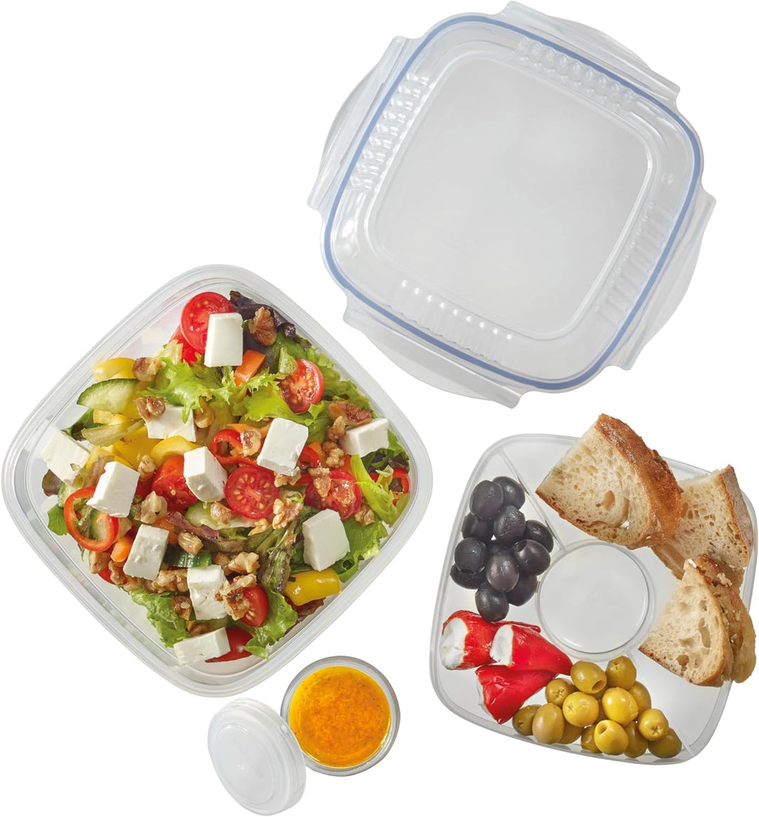 Lock & Lock Salat-to-go Brotdose aus Kunststoff – Salat Lunchbox mit Topping Einsatz und Dressing Be