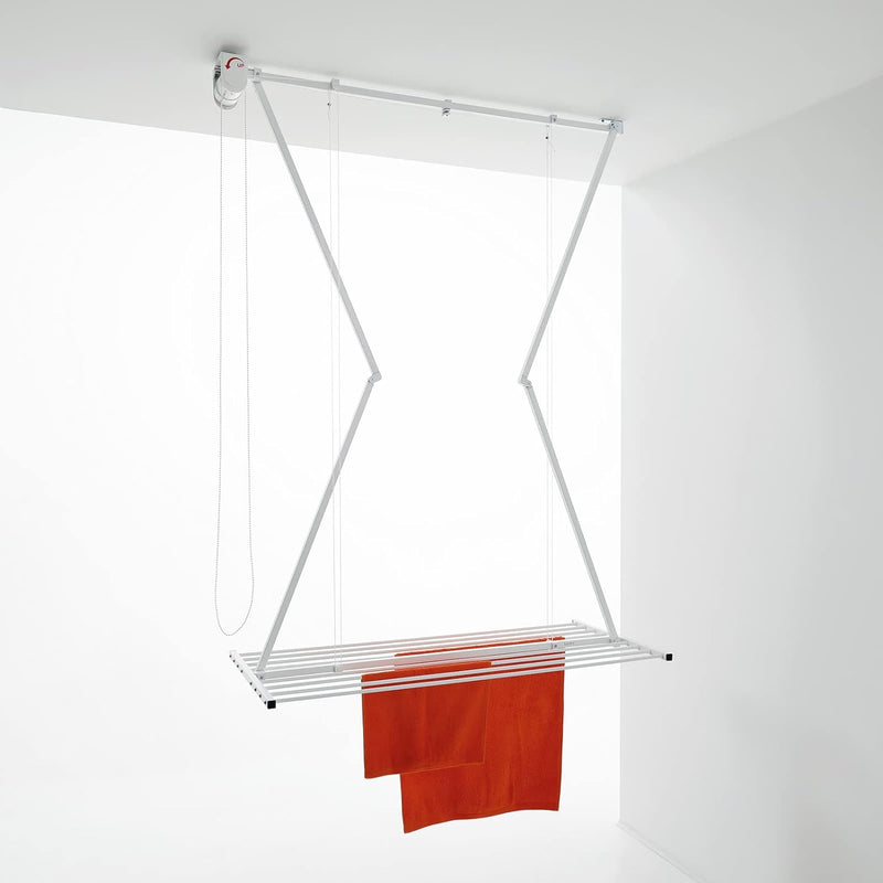 Foxydry Mini Deckenständer, vertikaler Wäscheständer, zusammenklappbar in Aluminium und Stahl 128x54