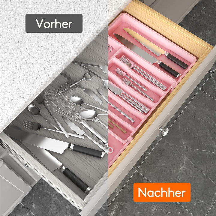 Lifewit Besteckhalter, erweiterbarer Utensilienhalter für Schublade, verstellbarer Besteckkasten, ko