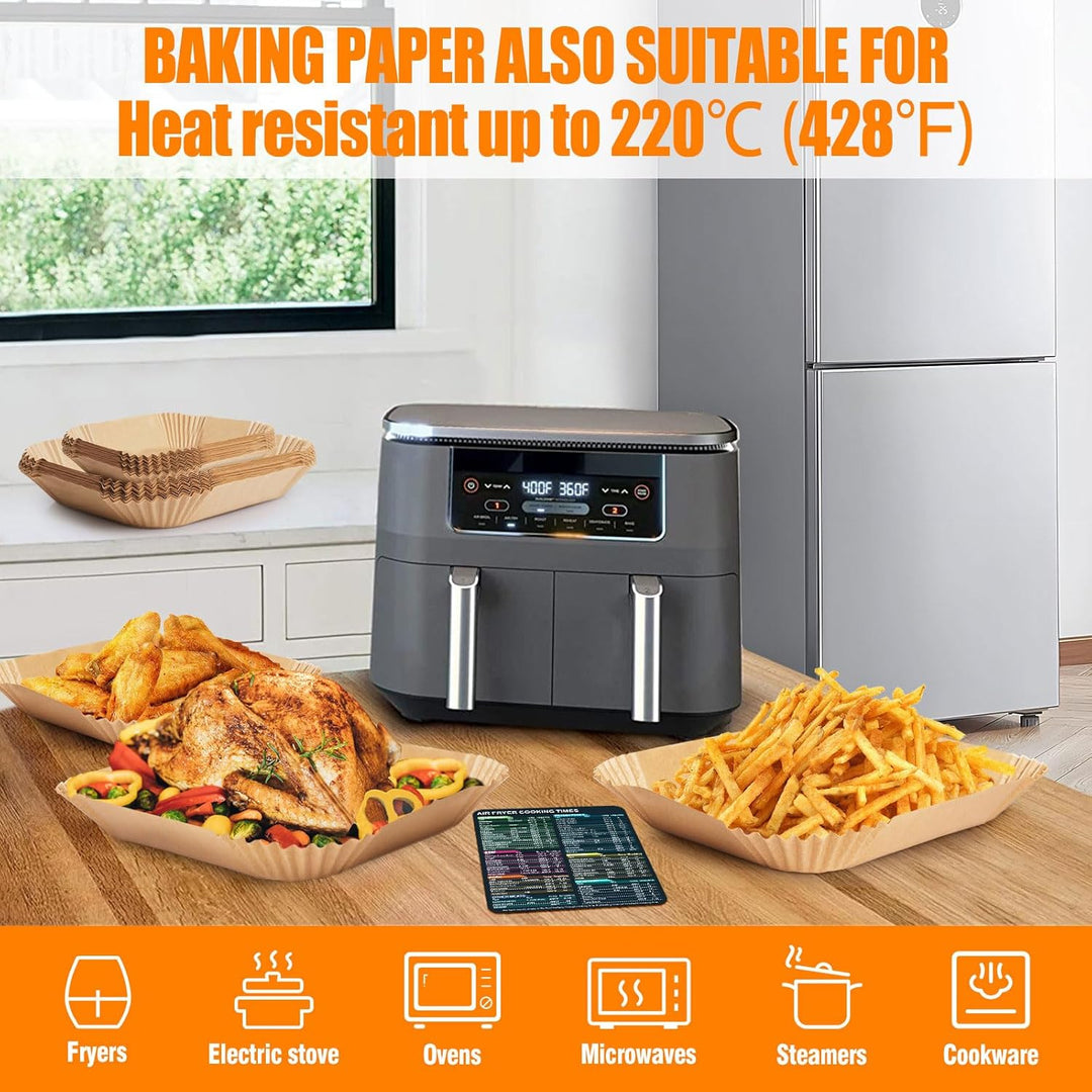 200 Stück Backpapier für Ninja AF500EU Heissluftfritteuse, Heissluftfritteuse Quadrat für 5.2-10.4 L