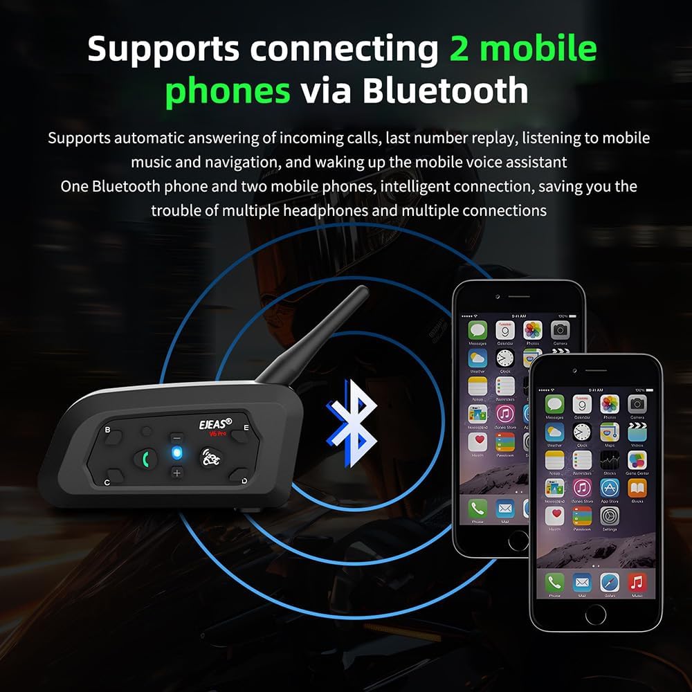 Qaurora V6 BT Interphone 1200M Bluetooth Motorrad Motorrad Helm Gegensprechanlage Headset mit Duplex