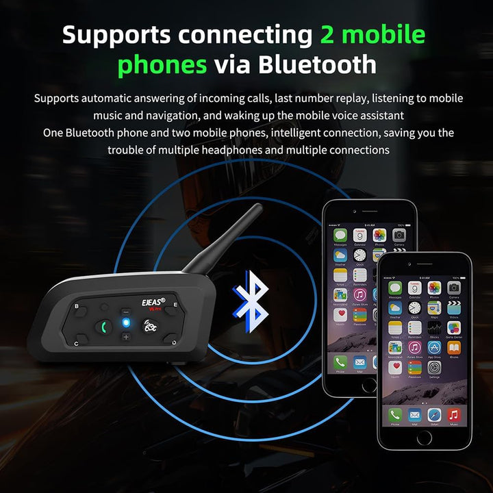 Qaurora V6 BT Interphone 1200M Bluetooth Motorrad Motorrad Helm Gegensprechanlage Headset mit Duplex