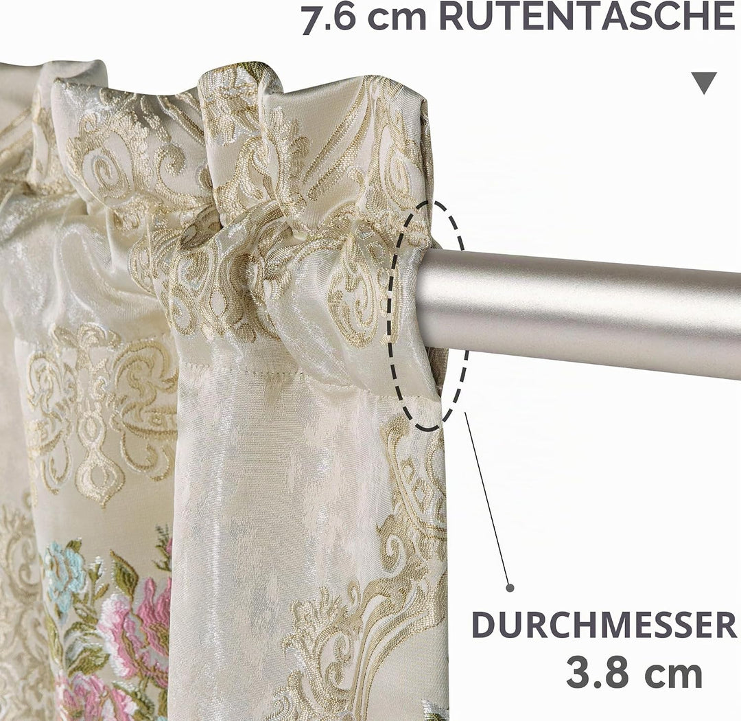 TOPLUXE Scheibengardine, Kurzstore für Schlafzimmer Esszimmer Wohnzimmer Küche, Damast Volant für Fe