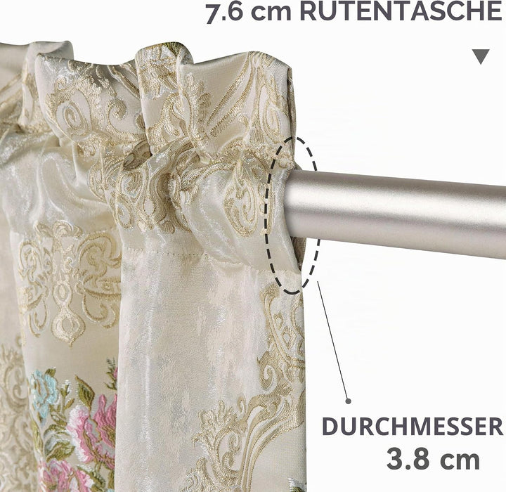 TOPLUXE Scheibengardine, Kurzstore für Schlafzimmer Esszimmer Wohnzimmer Küche, Damast Volant für Fe