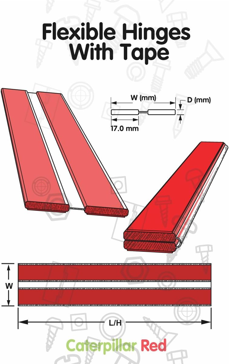 4x 300 mm Flex-Scharniere mit niedrigem Profil - Kein Klebstoff erforderlich. Selbstklebendes Scharn