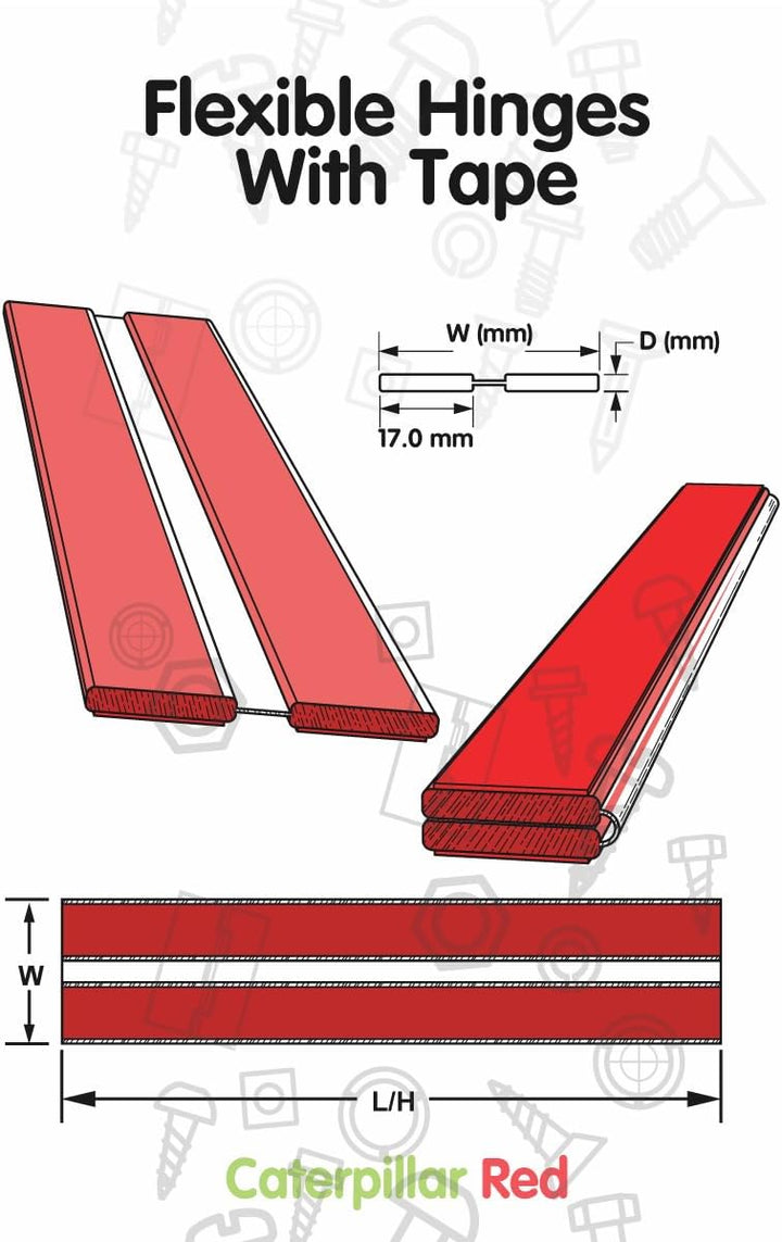 4x 200 mm Flex-Scharniere mit niedrigem Profil - Kein Klebstoff erforderlich. Selbstklebendes Scharn