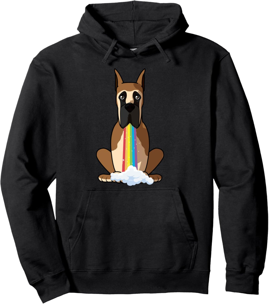 Lustige Deutsche Dogge Hund in bunten Regenbogen Maul Pullover Hoodie