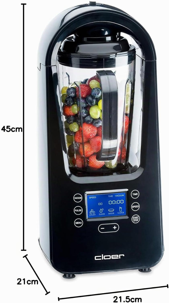 Cloer 6980 Vakuum Standmixer / 800 Watt / 21.000 U/Min. / inkl. Vorratsbehälter/Vakuumventil/Automat