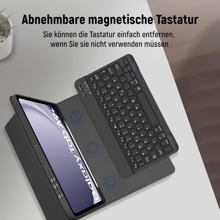 Samsung Galaxy Tab A9 Plus 11 Zoll 2023 Hülle Tastatur, Galaxy Tab A9 Plus Hülle mit QWERTZ Deutsche