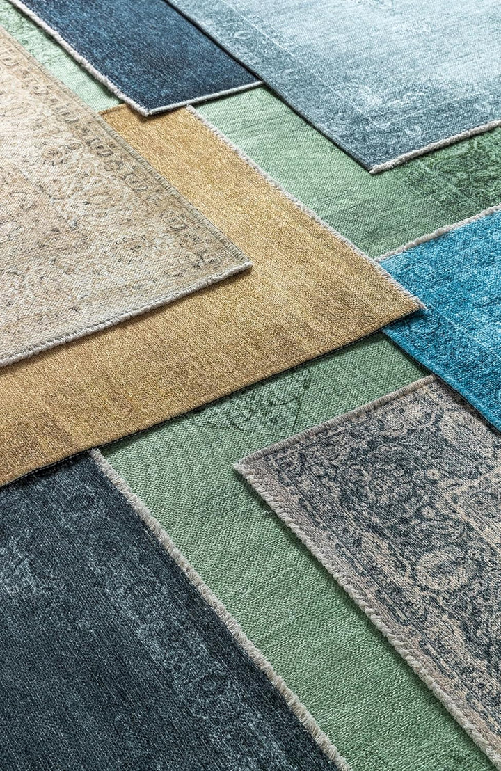 Kelim Vintage Teppich Laufer Jeans Blau 80 X 145 cm, Waschbar Boho Teppich Super Soft, Moderner Kurz