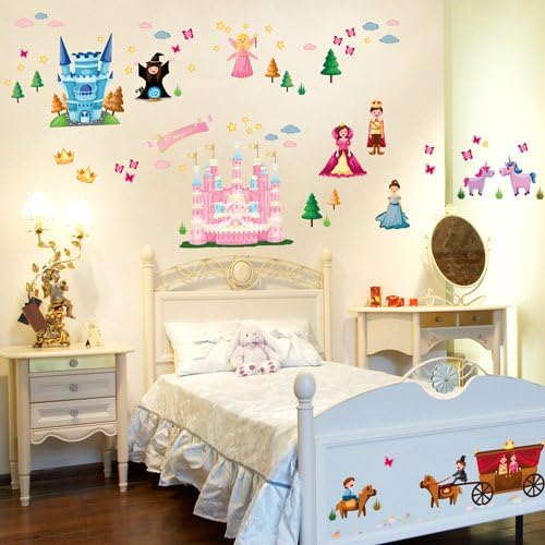 Wandkings Prinzessinnen Welt Wandsticker Megapack Set, 100 Aufkleber, Gesamtfläche 260 x 70 cm
