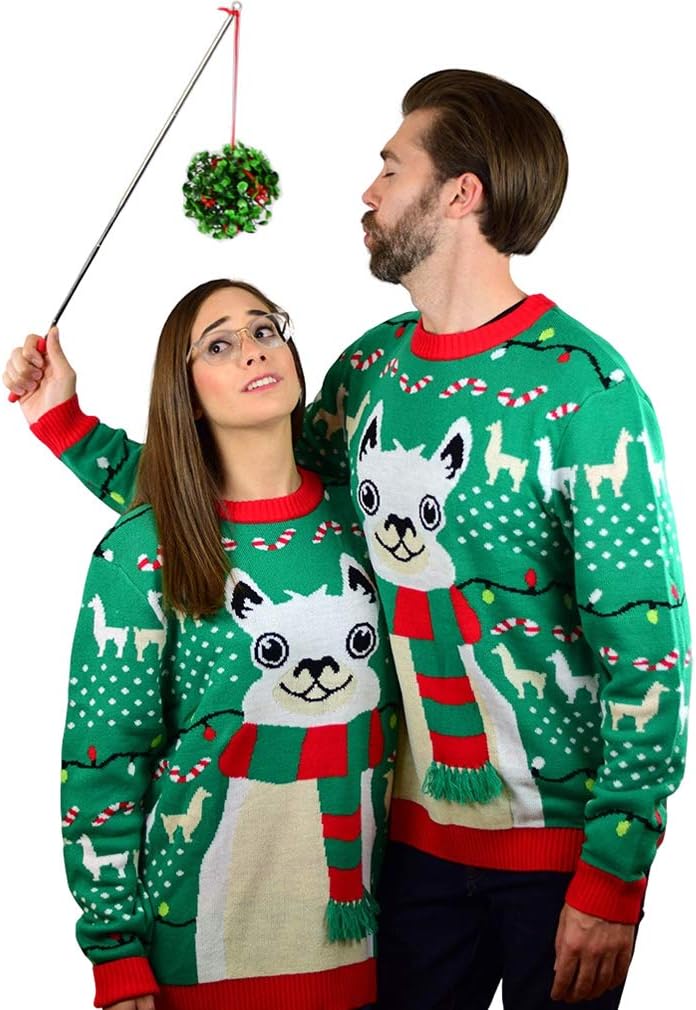 Pullover Herren Damen Strickpullover Weihnachtspullover Herren Damen T-Rex Sweater L Multicolor Llam
