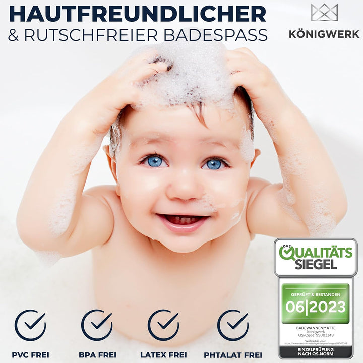 Königwerk Badewannenmatte rutschfest - 100% BPA frei [80x38cm] | Ohne PVC | Für puren Badespass | Ba