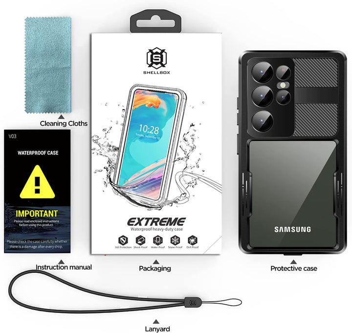 AICase für Samsung Galaxy S23 Ultra Wasserdicht Hülle (6.8") 360 Grad Schutz Outdoor Rundumschutz IP