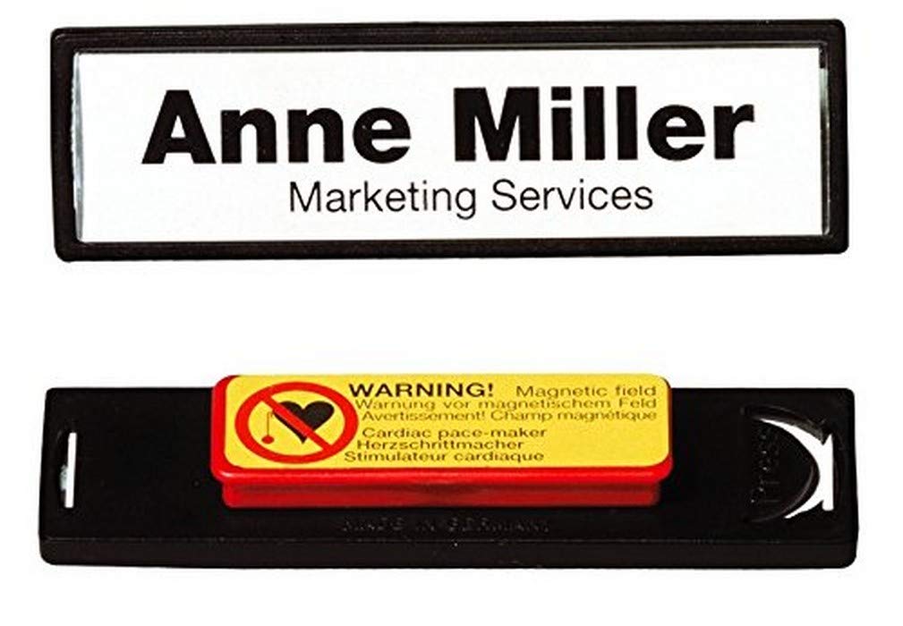 Durable Namensschild Clip-Card (mit Magnet, 17 x 67 mm) Packung à 25 Stück, schwarz, 813201, Magnet