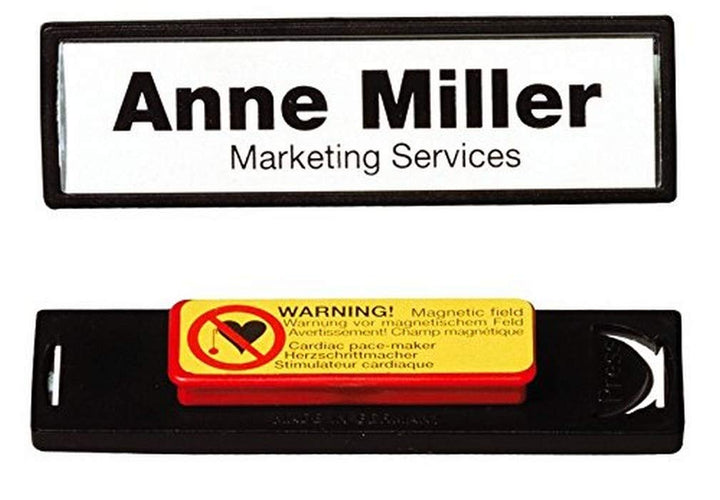 Durable Namensschild Clip-Card (mit Magnet, 17 x 67 mm) Packung à 25 Stück, schwarz, 813201, Magnet