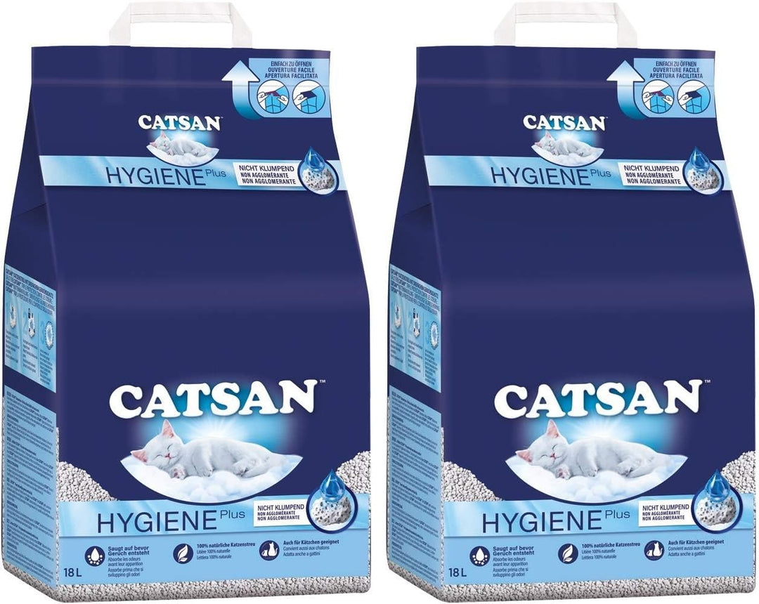 Catsan Hygiene Plus – Weisse Hygienestreu mit Extra-Mineralschutz (36L), 36L