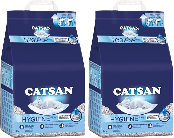 Catsan Hygiene Plus – Weisse Hygienestreu mit Extra-Mineralschutz (36L), 36L