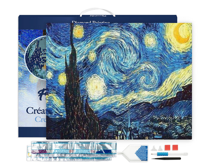 Figured'Art Diamond Painting Erwachsene 40x50cm Mit Rahmen Ganze Leinwand gespannt Van Gogh Sternenn