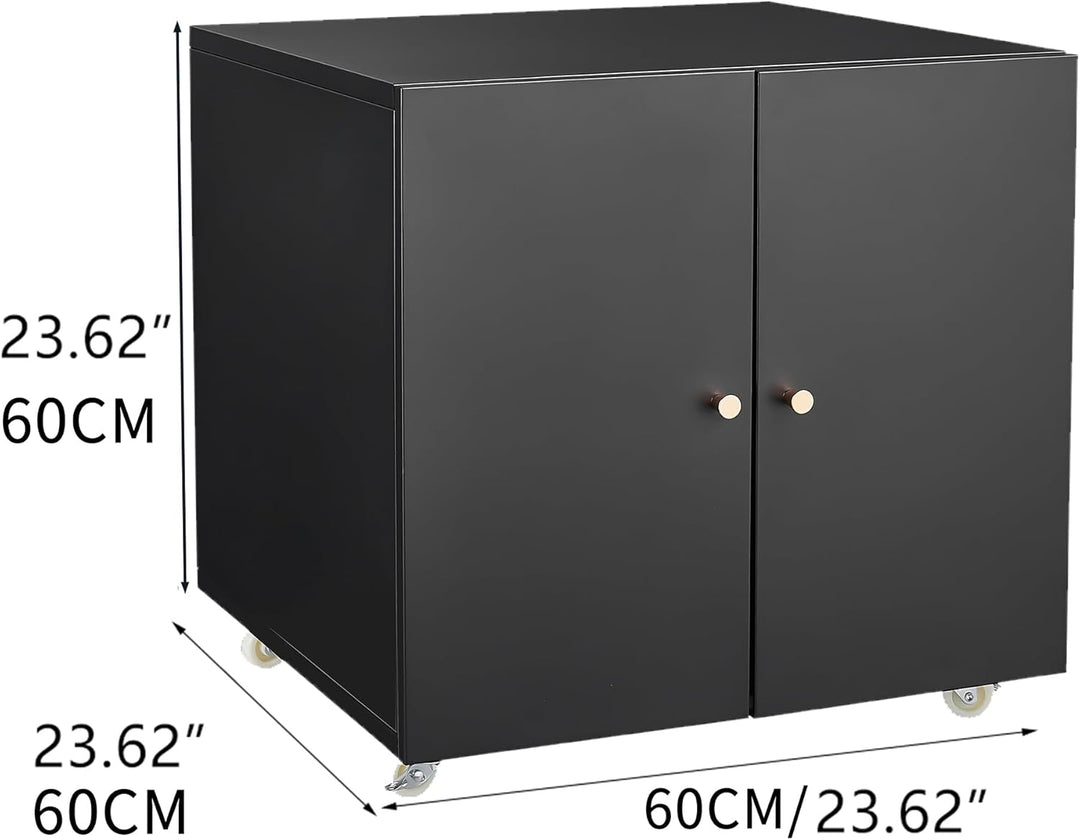 Rollcontainer Aktenschrank Büroschrank aus Metall mit 2 Türen und Verstellbare Einlegeböden, Drucker