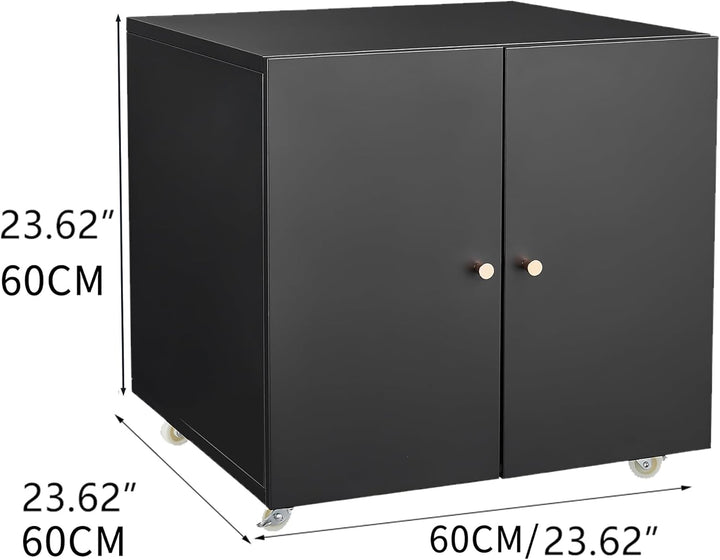 Rollcontainer Aktenschrank Büroschrank aus Metall mit 2 Türen und Verstellbare Einlegeböden, Drucker