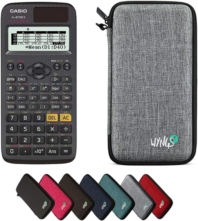 CALCUSO Sparpaket: Casio FX-87DE X technisch-wissenschaftlicher Taschenrechner + WYNGS Schutztasche